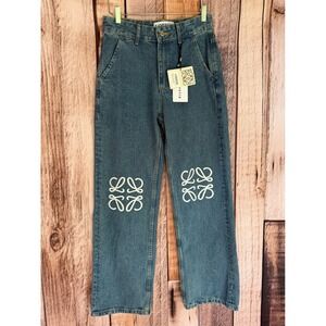 Loewe Jeans 5 Pocket Anagram Logo Straight Leg Indigo Designer Size Medium NWT